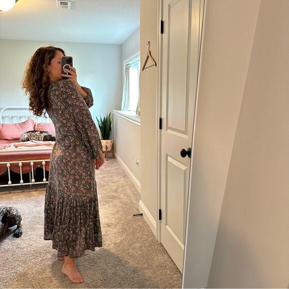 Emerson Fry India Collection Blue Green Pink Cotton Maxi Dress Medium - Picture 3 of 16